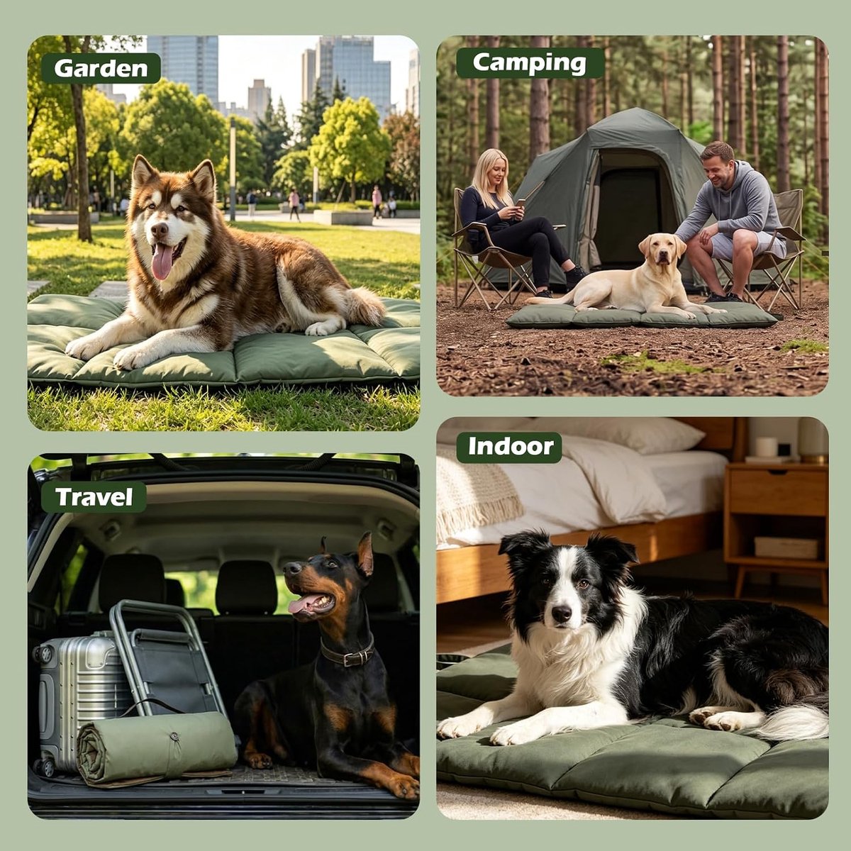 Waterdicht hondenbed, opvouwbare hondendeken voor op reis (94 x 66 cm) | Hondenmat, wasbaar, dik, antislip, voor camping, outdoor
