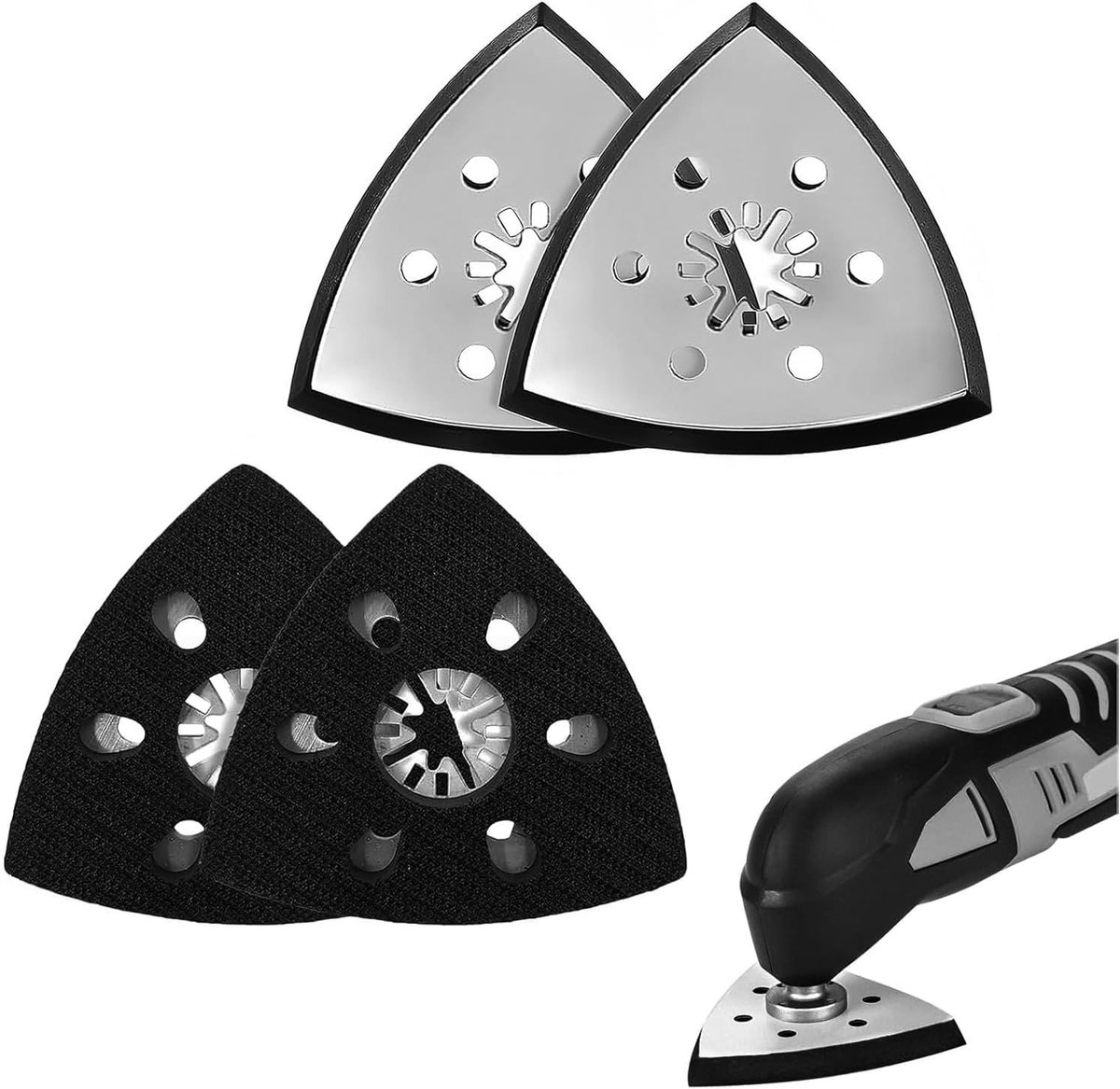 4 stuks schuurplaat driehoek, driehoek multitool schuurplaat, multitool schuurplaat 93 mm, fijne schuurschijf deltaschuurplaat, deltaschuurmachine accessoires voor hout (93 mm)