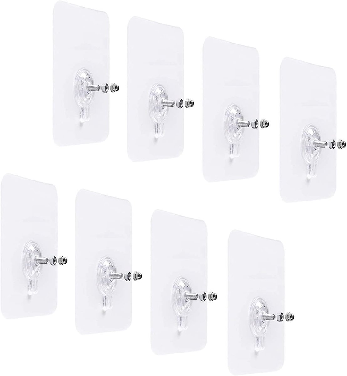 8 Stks/set Afneembare Zelfklevende Schroeven Wandmontage Stick-on Kleverige Opknoping Nagels Geen Spoor Geen Boren met Schroevendraaier voor Badkamer Keuken Opslag Kamer Tegel Muur Douche