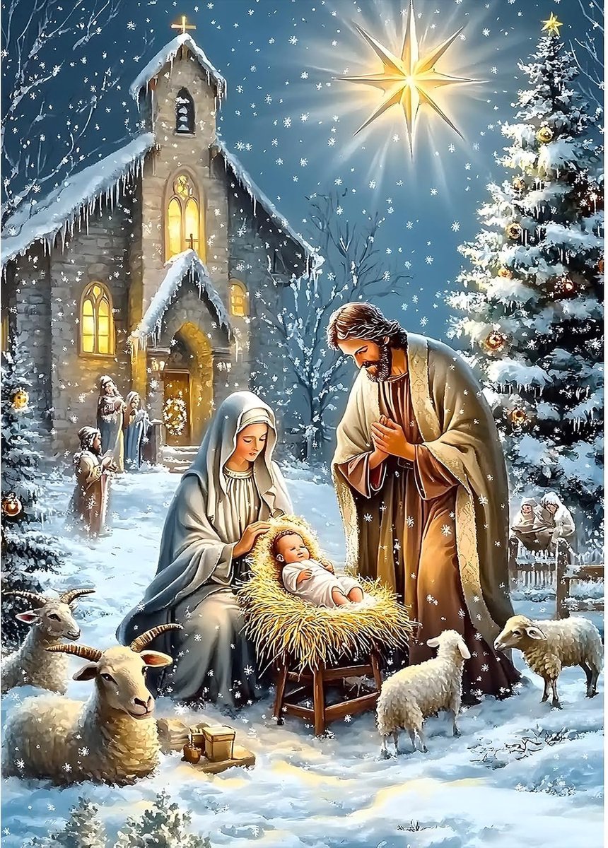 Diamond Art Painting Kits Adults Birth of Jesus, 5D Birth of Jesus Diamond Painting for Beginners, Gem Art Kits for Adults for Home Wall Decor 30 x 40 cm