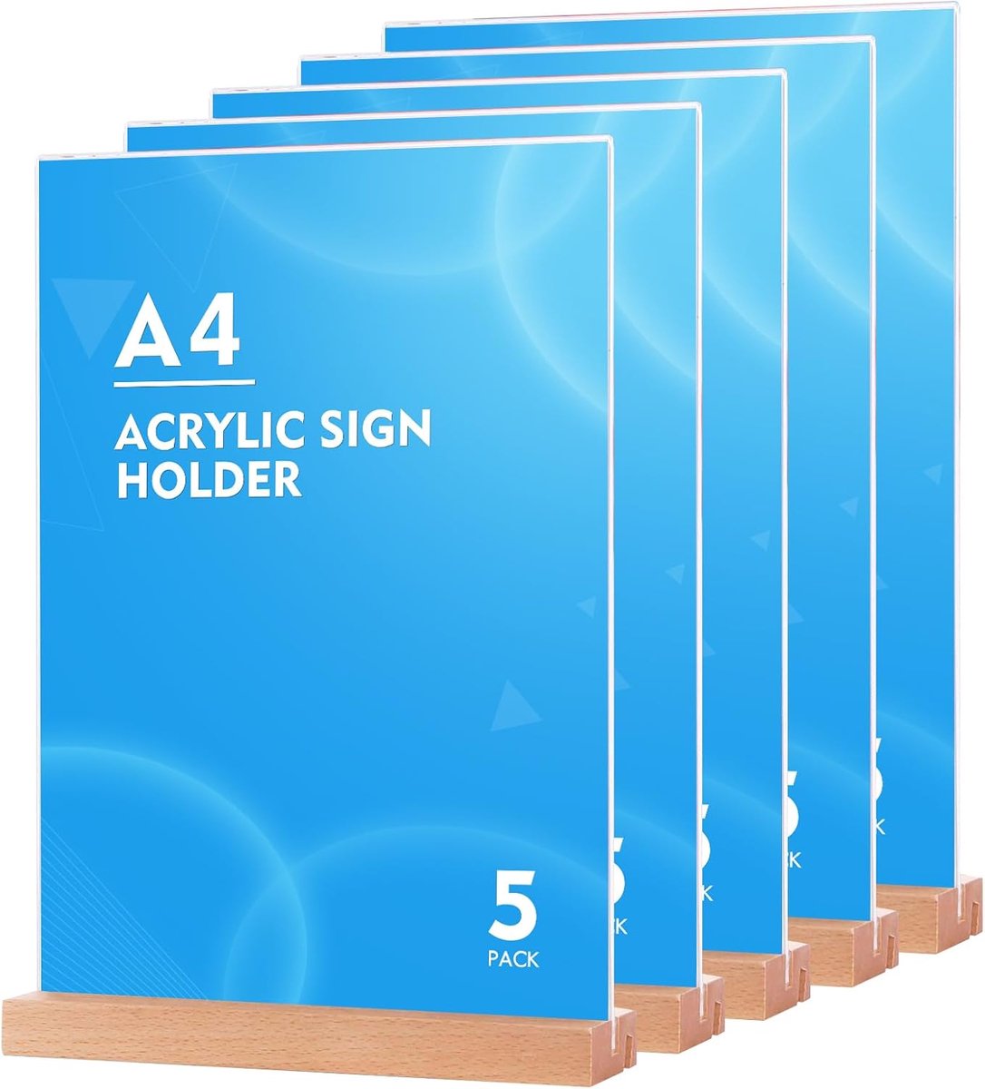 Set van 5 x A4 tafelstandaard T-vorm L-vorm, menuhouder van transparant acryl voor restaurants, menu's