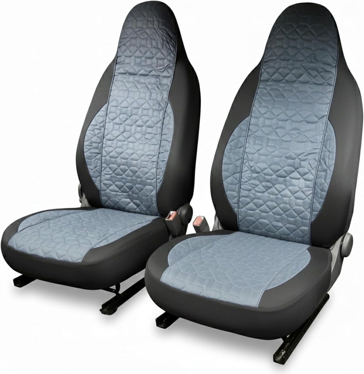 Accessori Lupex - LS03 stoelhoezen Smart Fortwo 450 451 453 - voorzijde met geïntegreerde hoofdsteun - Compatibele airbags - Deluxe Gabardine stof (grijs)
