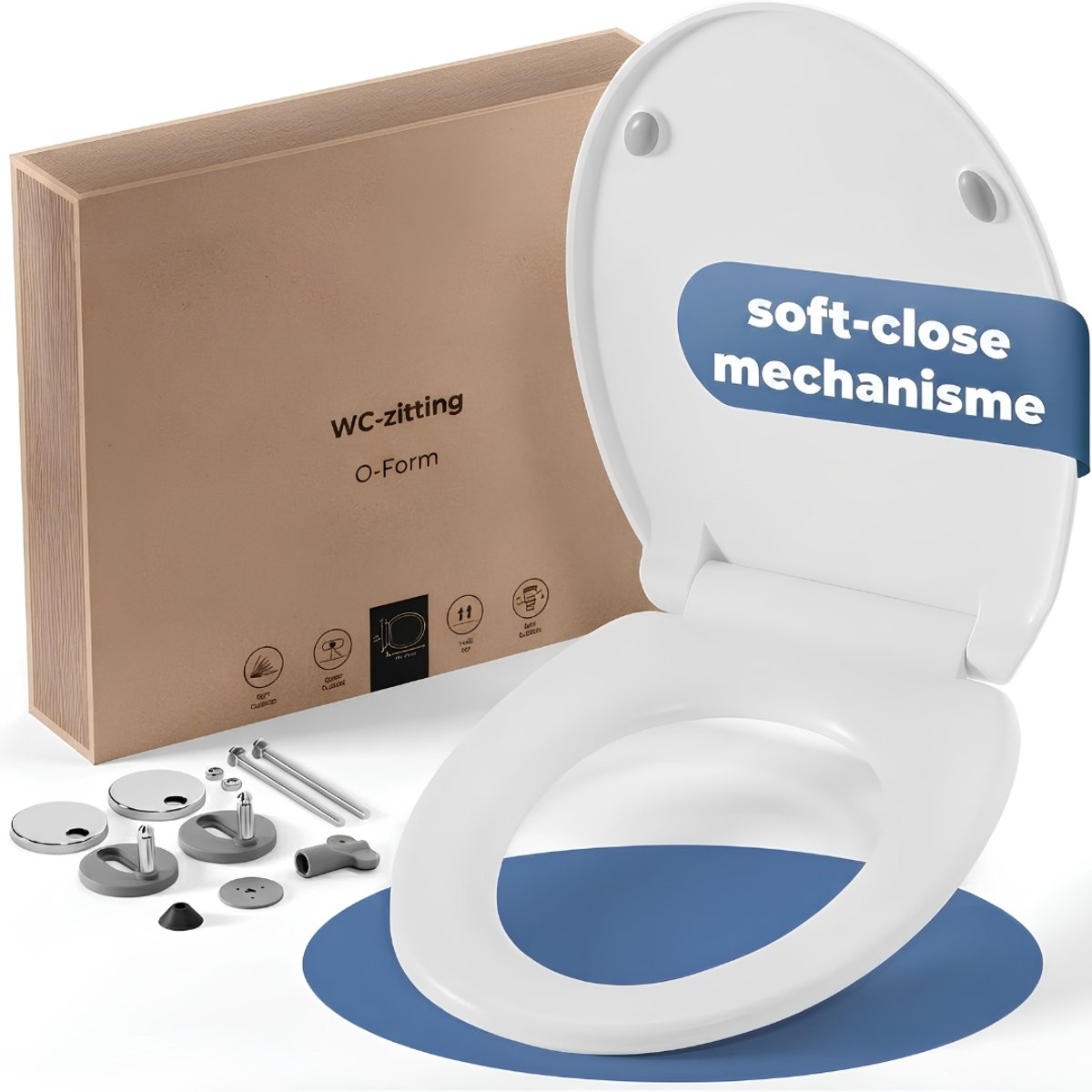 JCP® Wc Bril - Wc Bril Softclose - Toiletbril Met Deksel - Wit - 41cm x 37cm x 4cm