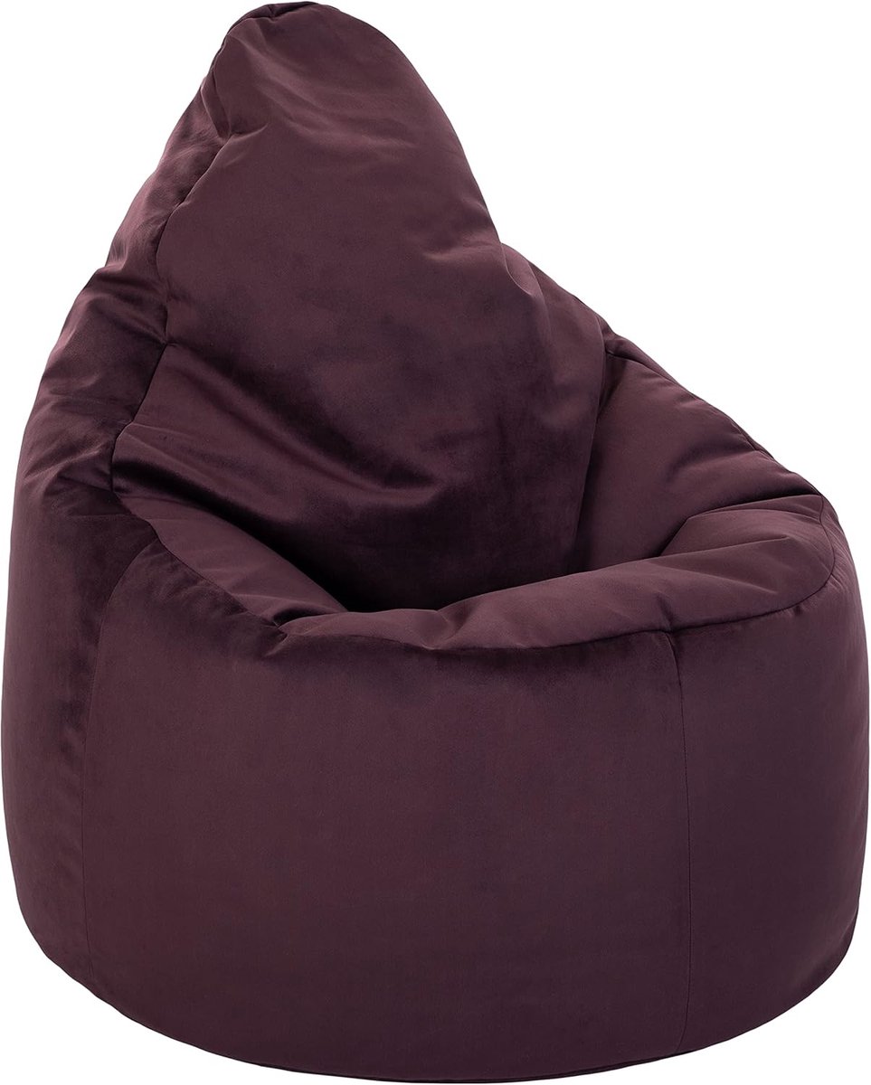 25 Velvet Zitzak | Woonkamer Zitzak Zitplek Voor Volwassenen | Hoge Rug Zachte Zitzak | Ergonomisch Ontwerp Voor Lichaamsondersteuning | Duurzaam & Comfortabel Gamebank (Aubergine, Zitzak)