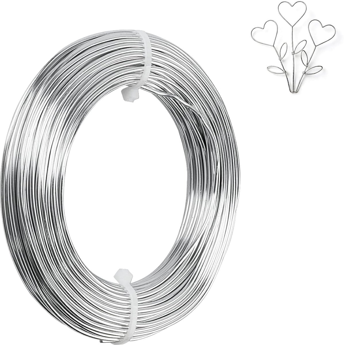 Draad om te knutselen, knutseldraad, 2 mm x 30 m, sieradendraad, zilver, aluminiumdraad, buigzaam knutseldraad zilver voor kransmaken, sieraden maken, modelbouw, doe-het-zelf handwerk