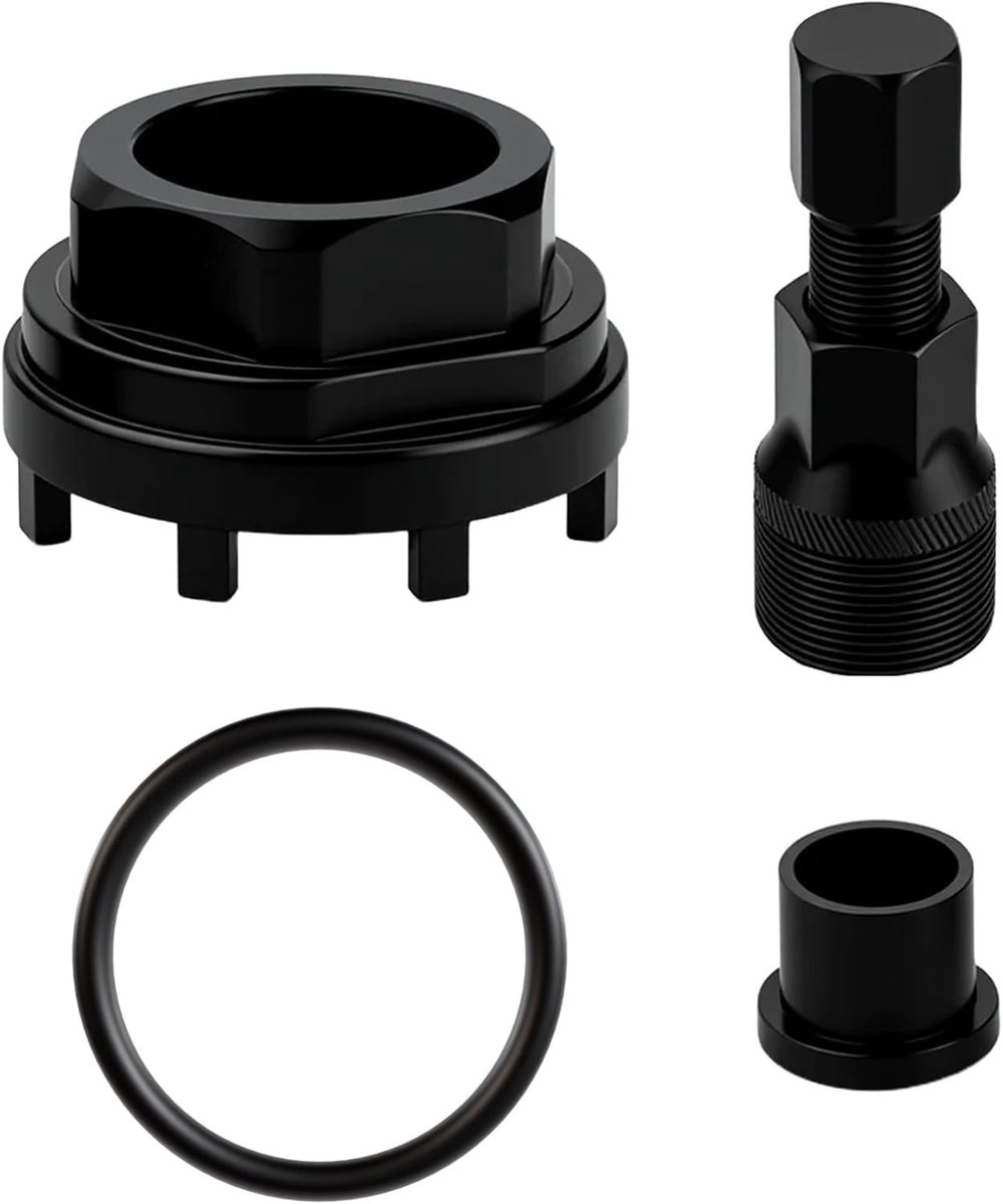 Fietsvergrendelingsgereedschap, cranktrekker, 42 mm, trapasgereedschap, met 1 set zwengelverwijderaar (zwart), met 1 x siliconen band voor fietskoplampen