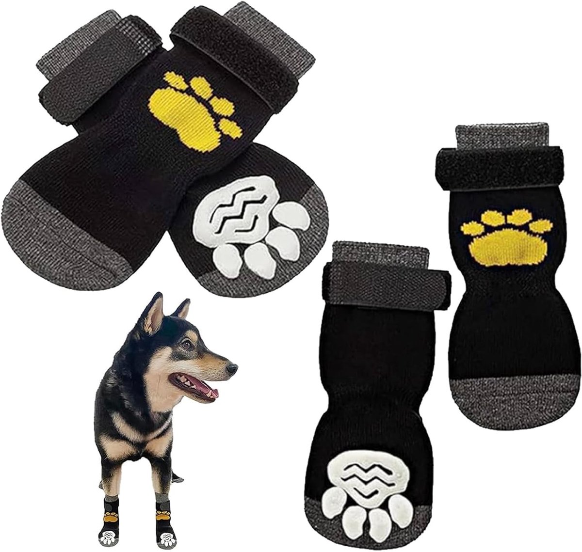 hondensokken, 2 stuks schattige hondensokken ter bescherming van gewonde poten, voorkomen likken, zacht en comfortabel, verstelbare riemen, ideaal voor binnen en buiten