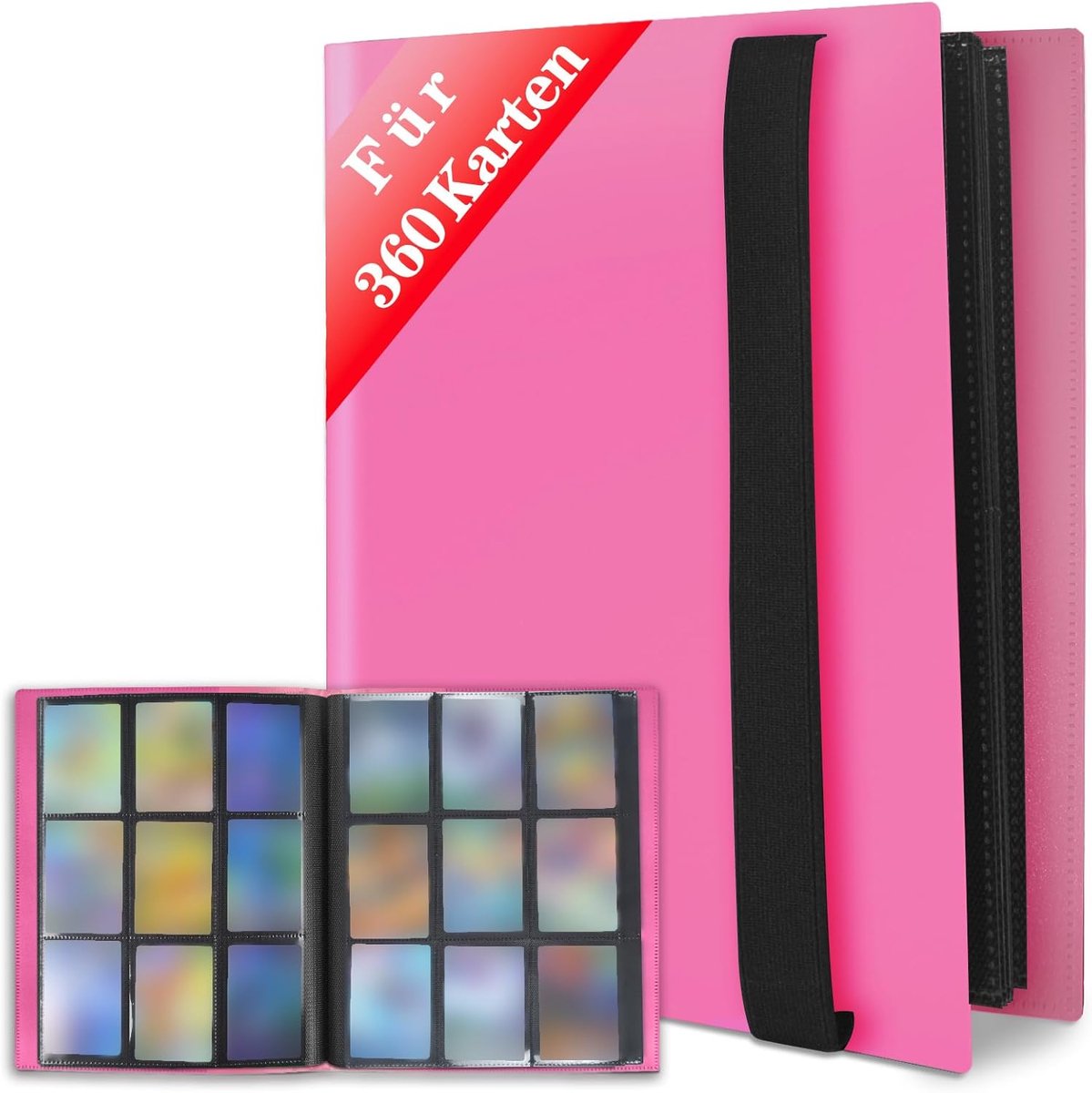 Album - 360 Pockets Steekproefkaart Album 20 Pagina's Per 9 Pocket met Waterdichte Roze Boekomslag Perfecte Steekproef van Kaarten door MTG Magic, voor Wedstrijd Atta (Roze)