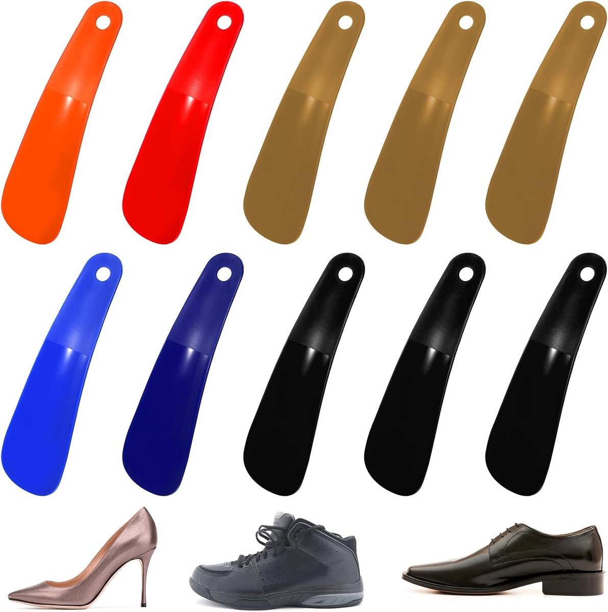 10 stuks schoenlepel, mini-schoenlepel, 16 cm, kleine schoenlepel, kunststof, voor alle schoenen, hakken, laarzen en gymschoenen