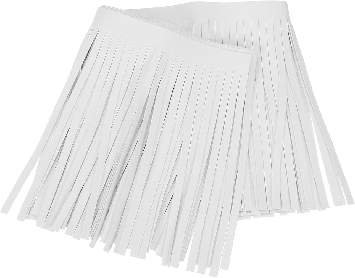 1 yard PU lederen franjes 6 inch (15 cm) dubbelzijdige franjes om te naaien, band voor doe-het-zelf handwerk, naaien, kleding, tas, decoratie, wit