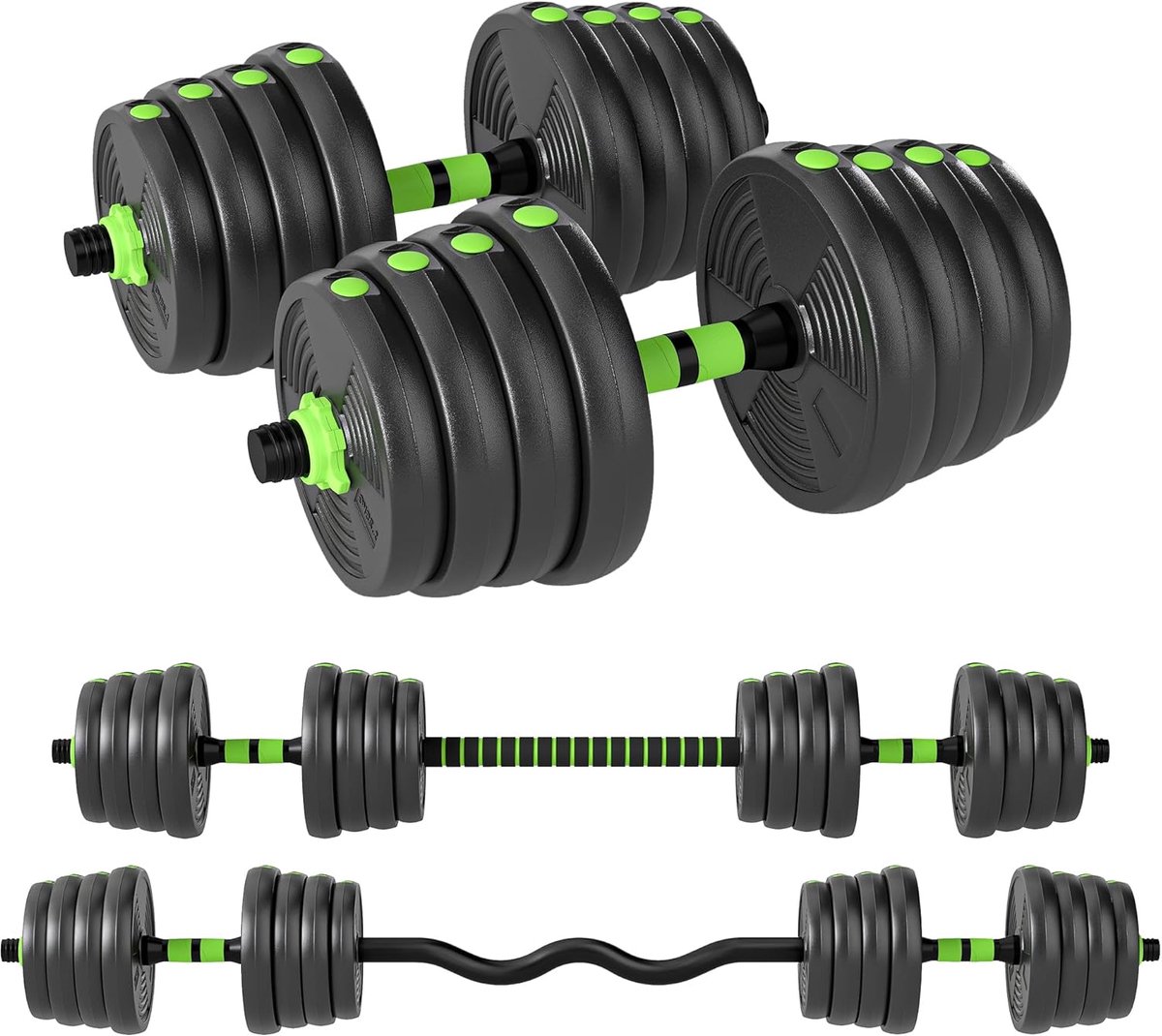 3-in-1 halterset, verstelbare korte halterset, verbindingsbuis, 30 kg | Halters, lange halters, korte halterset, krachttraining, korte halterset, thuis, sportschool
