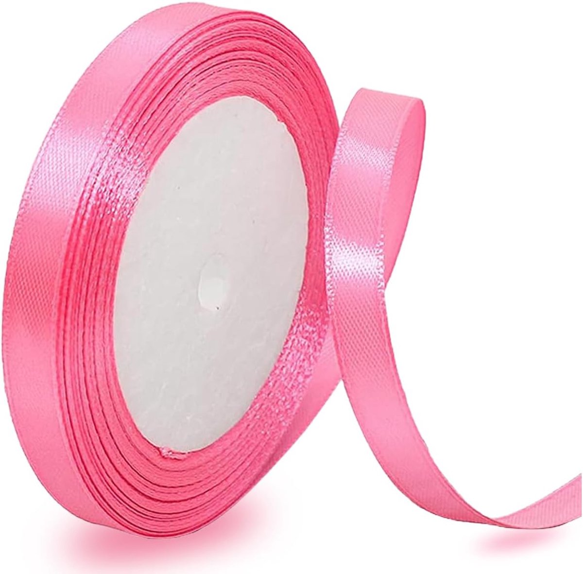 Linten, perzik roze, 10 mm breed, 23 meter cadeaulint voor geschenkverpakkingen, doe-het-zelf knutselen, boeketten, naaiprojecten, strikken maken, verjaardags- en bruiloftsdecoraties