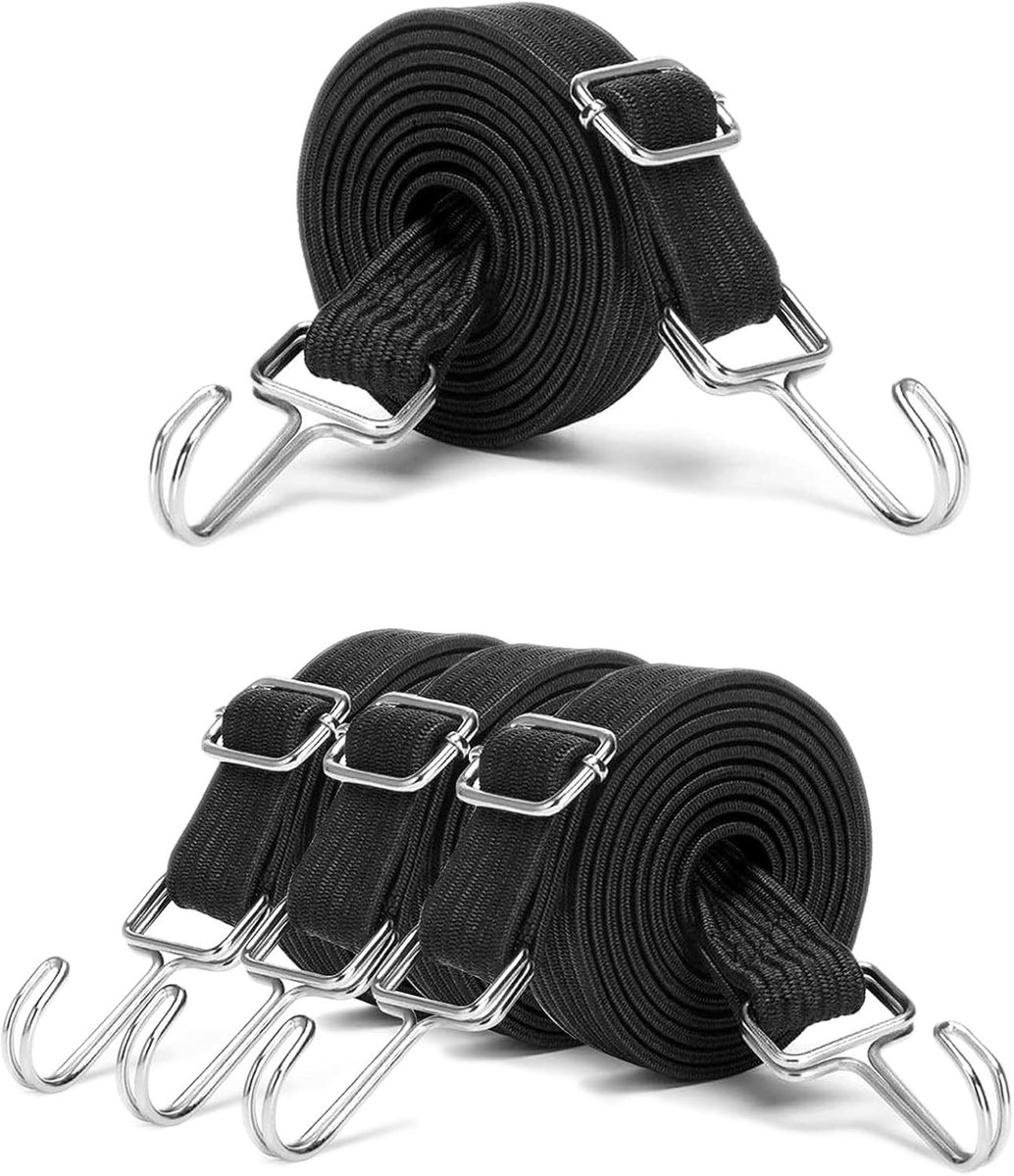 Verstelbare Spanningrubber met Haak voor Bagage, Fietsen en Motoren - Duurzame Elastische Touw met Metalen Haak, Ideaal voor Transport en Bevestigen van Lasten