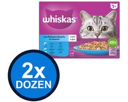 2x Whiskas - 1+ Pouch Adult Gelei Vis Selectie Multipack (24x85g) - Kattenvoer Natvoer - 2.04 kg