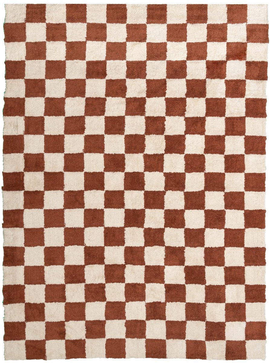 Fraai Retro vloerkleed - Gambit Bruin/Wit - 200x290cm