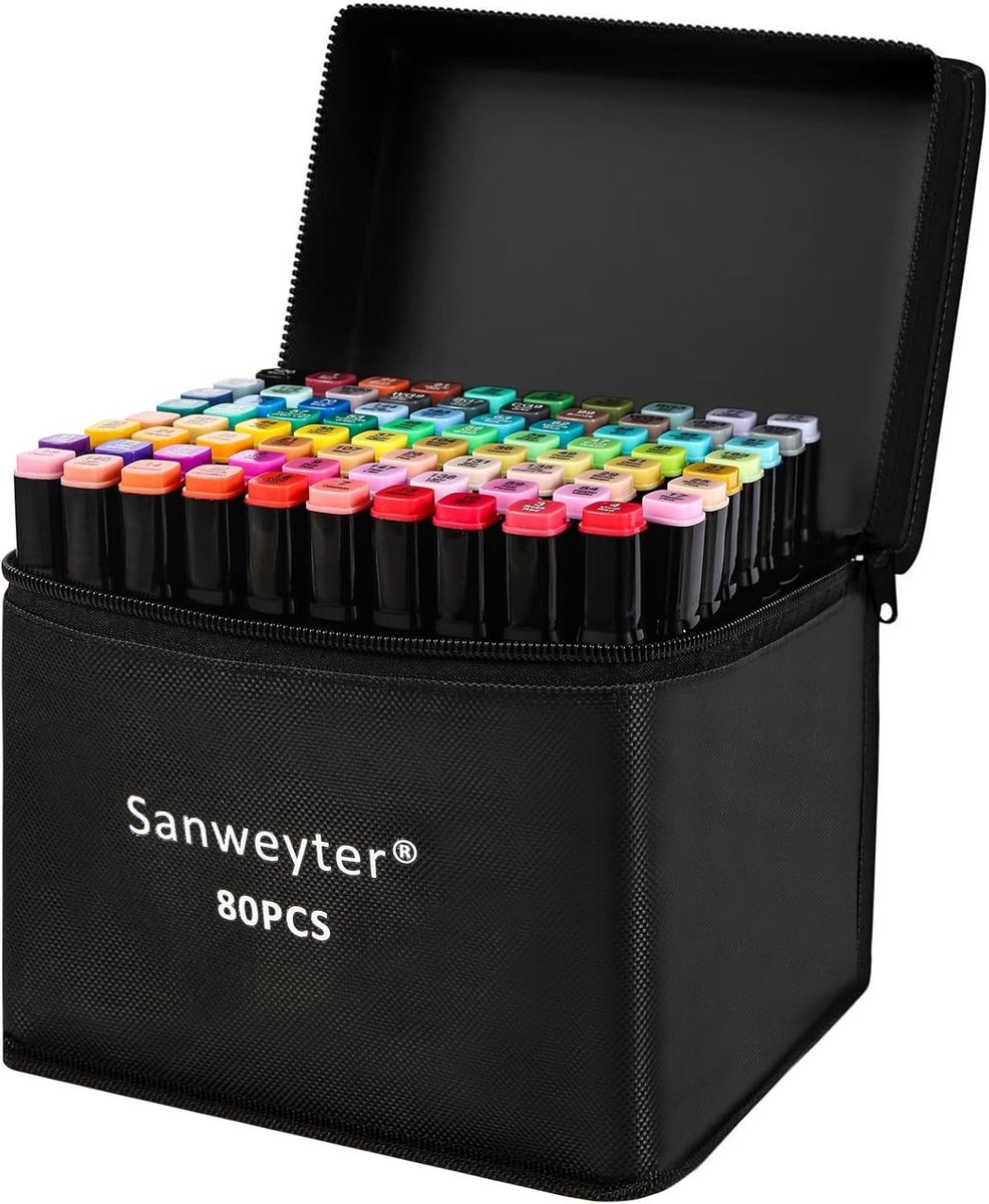 Alcohol Markers - Viltstiften - 80 Kleuren + 3 Extra - Dubbele Punt - Voor Creatieve Beginners en Amateurkunstenaars
