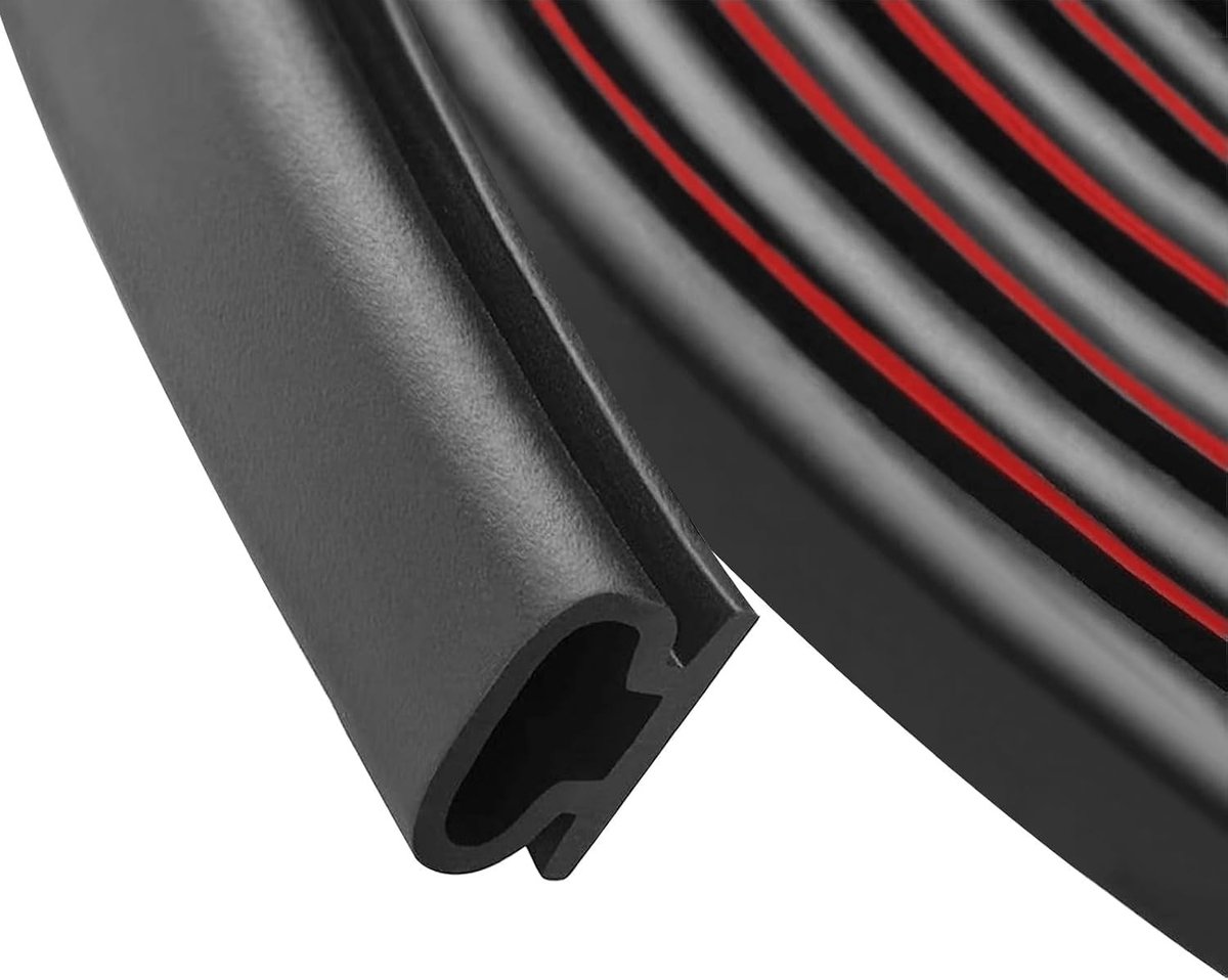 D Shape Zelfklevende Rubber Deur- en Raamafdichting 10 x 6mm voor Geluiddemping en Isolatie (Zwart, 7M)