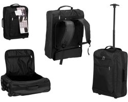 Arte Cabine handbagage reis trolley koffer Alicante - met wielen - 51 x 35 x 18 cm - 34 liter - zwart - kleine rolkoffer - voor alle leeftijden