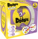 Doos van het spel Dobble Classic met een paarse deksel en gele zijden met daarop het Dobble-logo en verschillende symbolen.