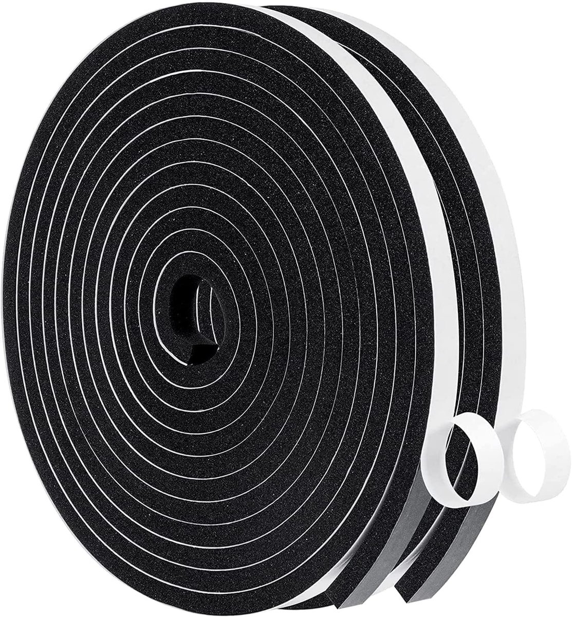 Zelfklevende schuimafdichting tape 6 x 6 mm - 2 rollen van 10 m voor raamafdichting, deurafdichting, isolatie en geluidsdemping voor diverse toepassingen zoals koelkasten en airco's
