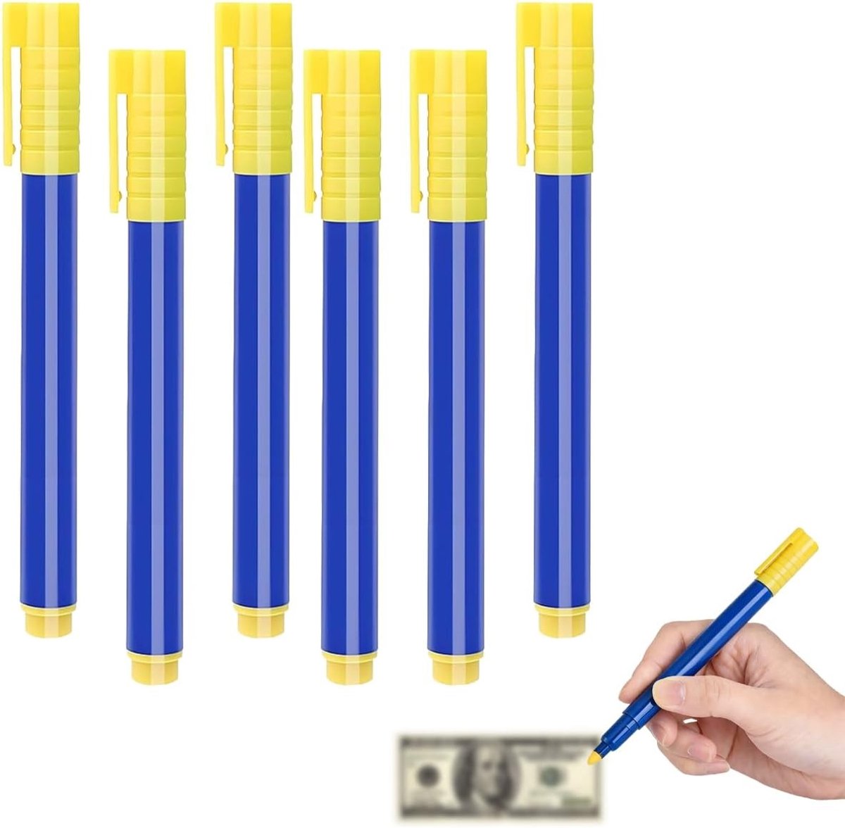 6-in-1 Valse Bankbiljetten Detector Pen - Snelle Test voor Euro Bankbiljetten, Handig voor Winkels en Reizen