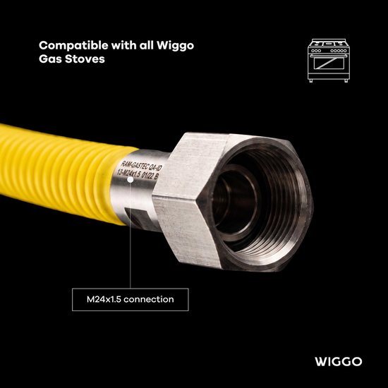 Wiggo Superflex Premium 1500 mm – Buigbare roestvrijstalen gasslang voor fornuis kookplaat cv ketel gaskachel vaste en mobiele aansluiting — afbeelding 2
