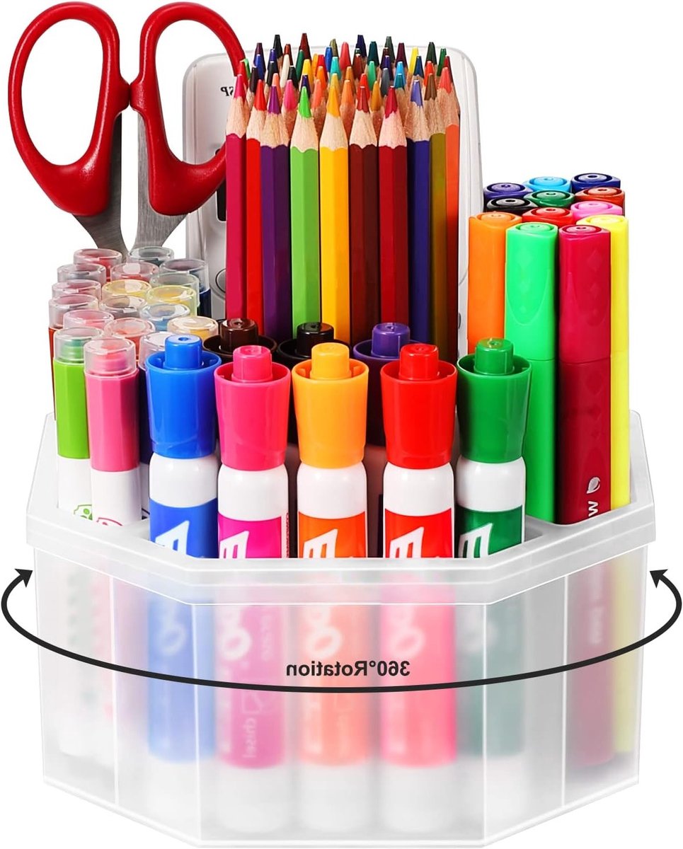 360 Graden Draaibare Transparante Pennenhouder voor Bureau, Organizer voor Schoolbenodigdheden, Matte Heldere Pencil Holder