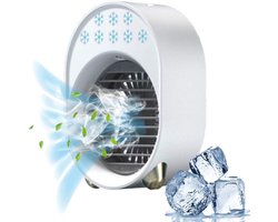 Oplaadbare USB-airco / Draagbare aircoventilator / Verdampingskoeler voor kantoor / Stille bureau-airco met verlichting in 7 kleuren & 3 snelheden / Luchtbevochtiger & vernevelaar voor thuis