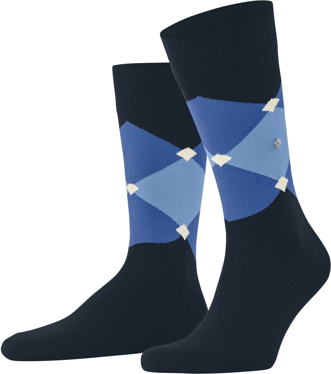 Burlington Warm Clyde gedessineerd wol sokken heren blauw - maat 40-46