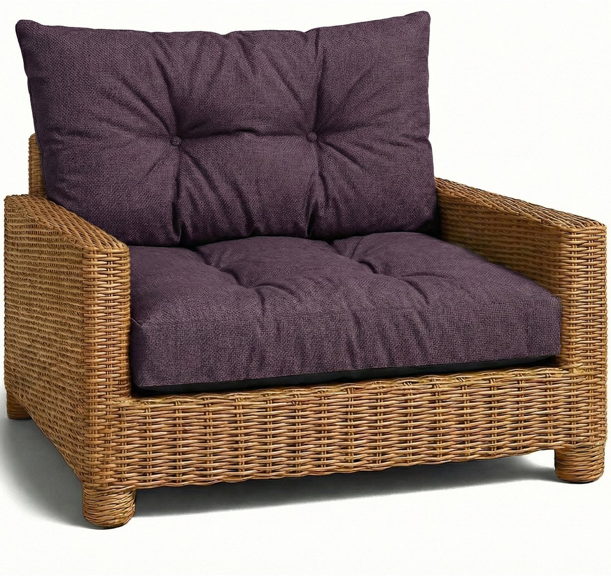 Kussen Lounge Tuinmeubelen - Zitkussen 60x60 cm Rug Rattan Ideaal voor balkon terras loungeset buiten comfort vulling dik duurzaam Bordeaux Eco-linnen