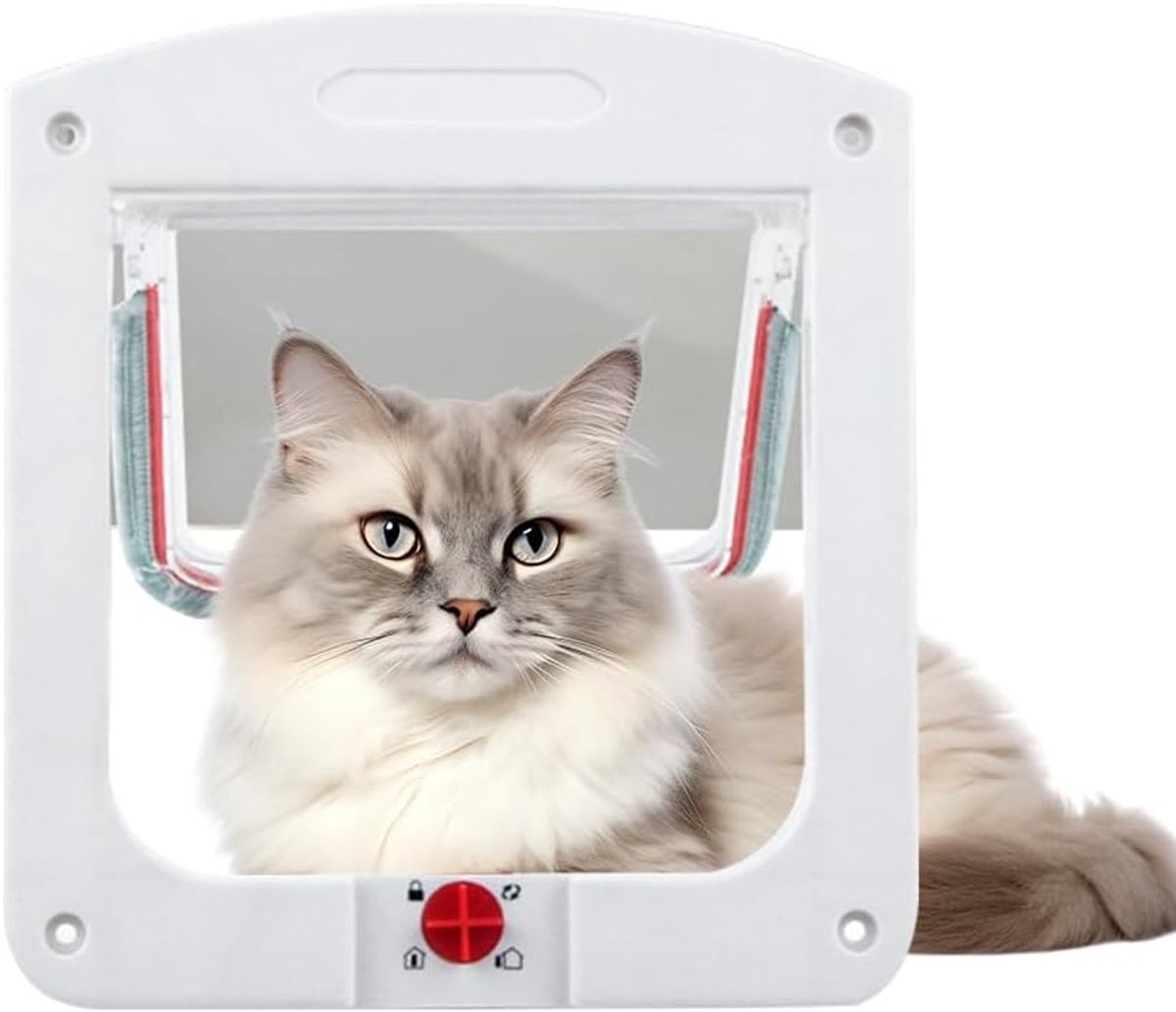 YAGXIG Kattenluik - Kattenhekje - Huisdierluik - Eenvoudig te installeren en te gebruiken - Geschikt voor bakstenen muren, houten deuren en katten en kleine honden - Wit - 20 x 24 cm
