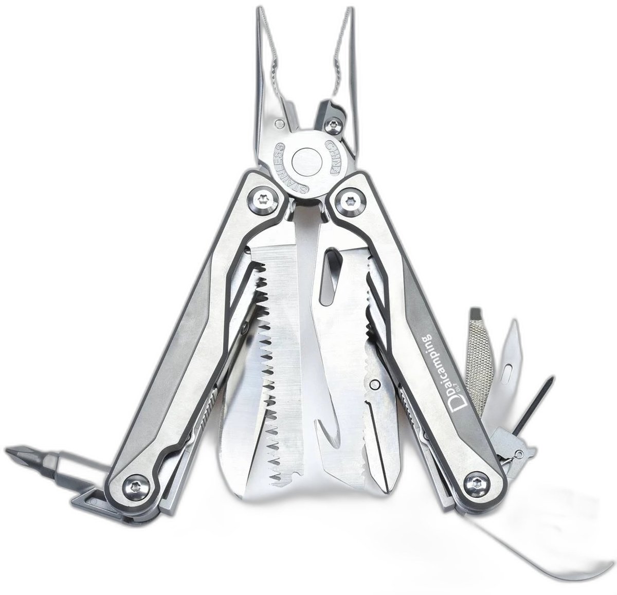 Mura Zakmes - Multitool - Tang - Outdoor Mes - Kampeermes - Survival Tool - Titanium Handvat - Roestvrij Staal - Multifunctioneel