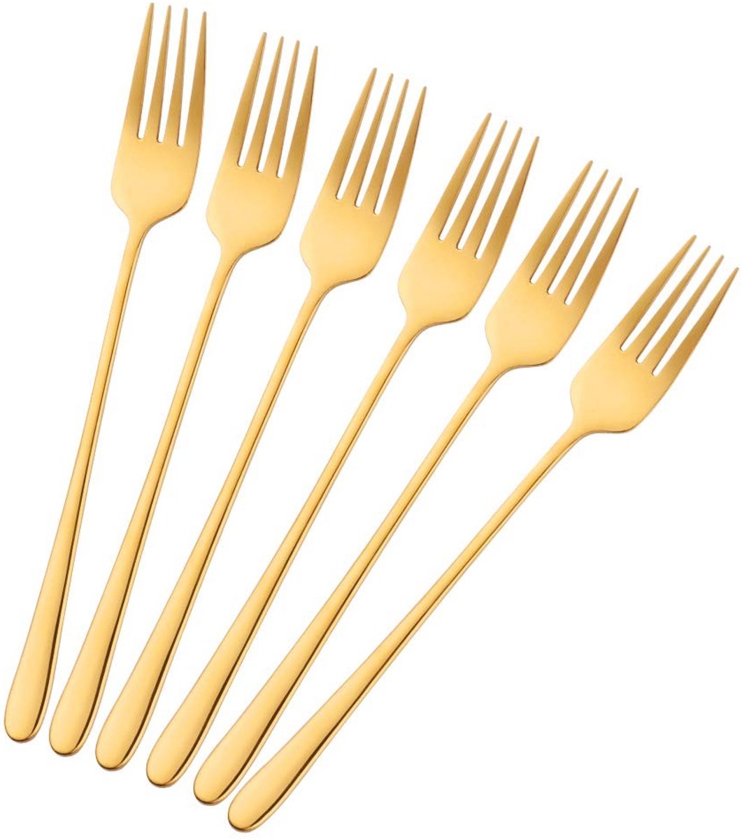 Solidchoice - Set van 6 Roestvrijstalen Tafelvorken met Lange Handgreep