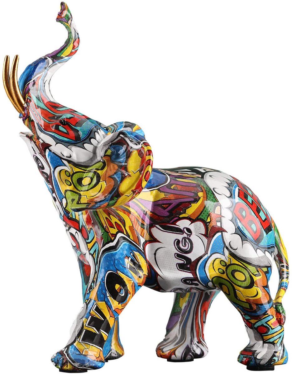 Solidchoice - Abstracte Olifant Beeld, Blauwe Resin Decoratie