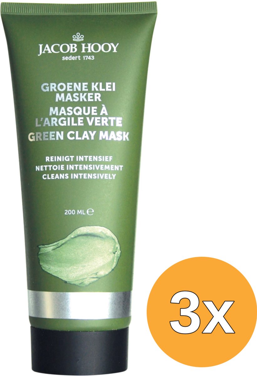 3x Jacob Hooygroene Klei masker (200 ml)