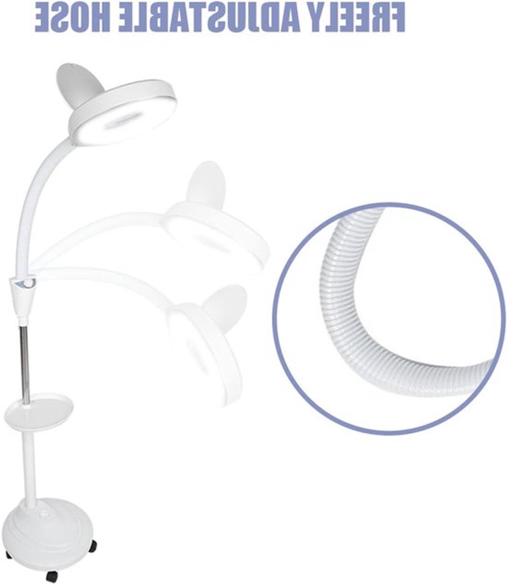 Verstelbare LED Vloerlamp voor Wimperextensions, Koud Licht Make-up Lamp met Vergrootglas en Sfeerverlichting voor Schoonheidsspecialisten