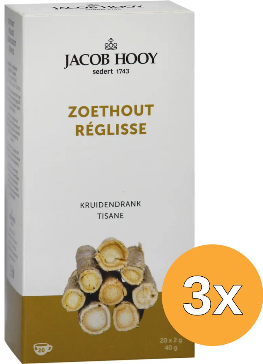 3x Jacob Hooy Zoethout Thee (20 stuks)