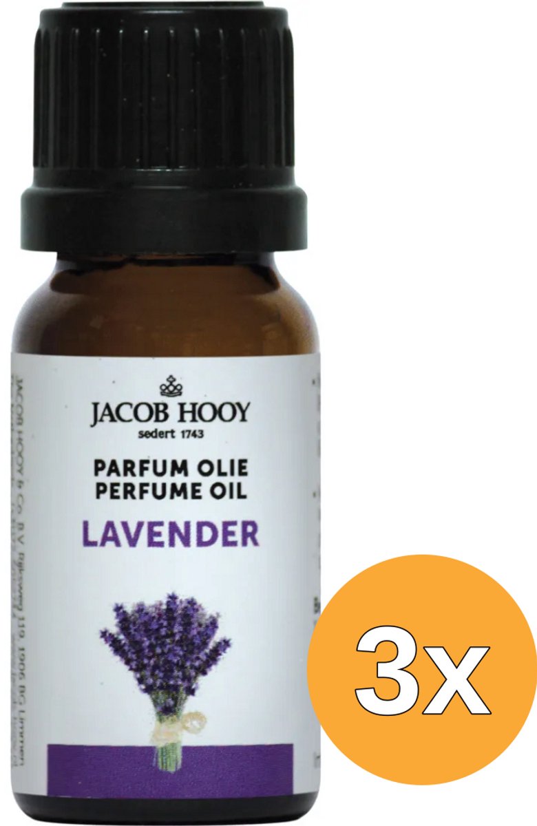 3x Jacob Hooy Parfum olie lavendel (10 ml)