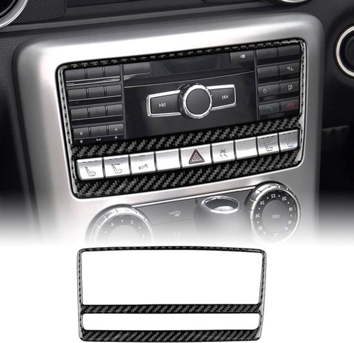 Koolstofvezel middenconsole cd-paneel decoratie voor Mercedes-Benz SLK200 SLK350 SLK55 AMG R172 2011-2016, interieuraccessoires voor luxe uitstraling