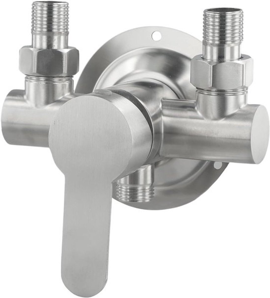 Roestvrijstalen douchekraan met metalen handgreep en wandmontage, watermixer voor badkamer - Duurzame en eenvoudige bediening.