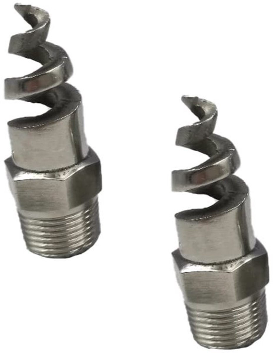 Verstuiving Mondstuk 2-pack - Roestvrij staal - Spiraalvormige Jet Cone - 60/170 graden straalhoek - Stofverwijdering - Compacte sproeiers - Sproeier