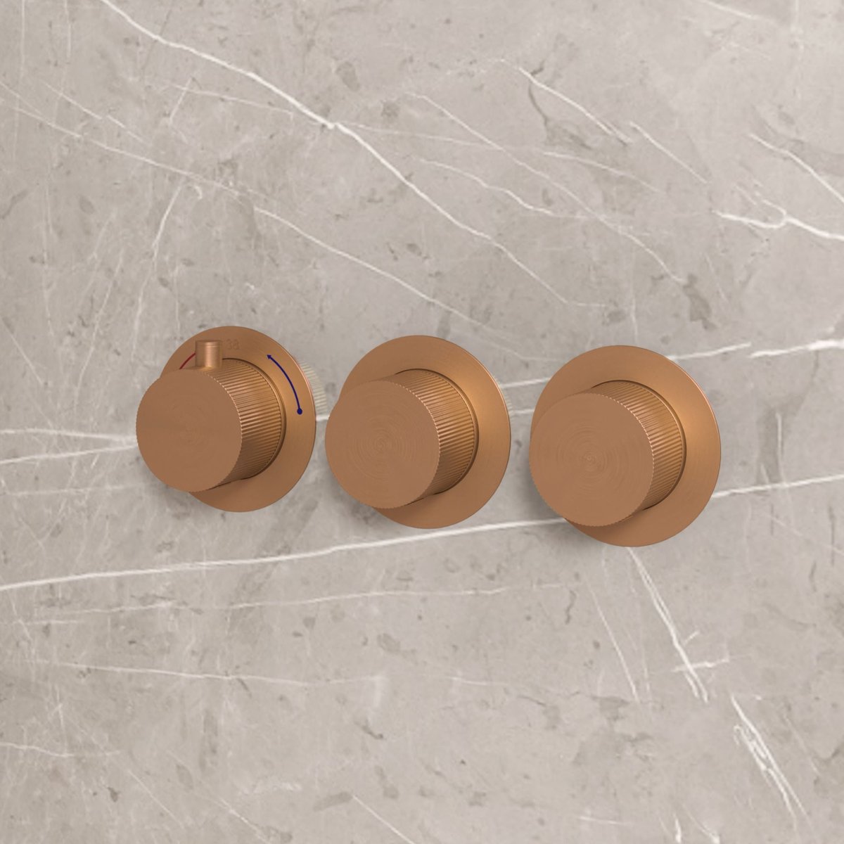 Complete 3-knops inbouw douche- of badthermostaat Sanitado Fiora in mat brons