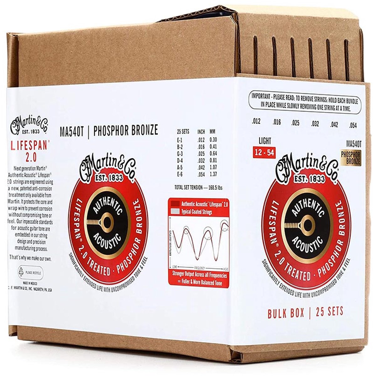 Martin MA540T/BULK Lifespan 2.0 Akoestische Gitaarsnaren (12-54) 25-Pack