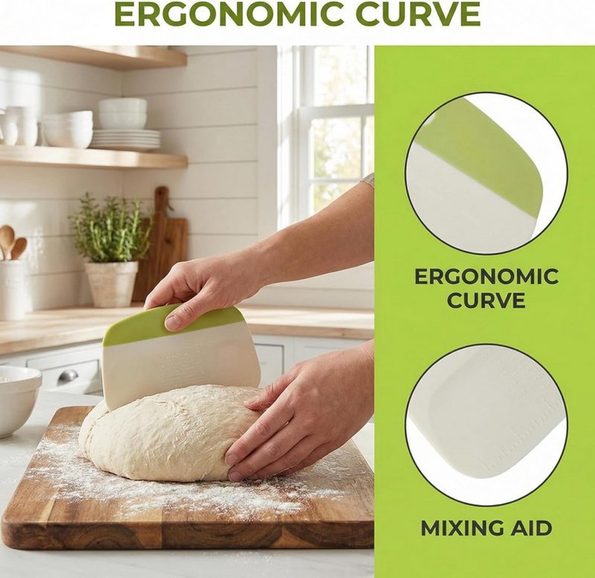 Groentesnijderset (2 stuks), deegschraper, flexibele plastic deegkaart