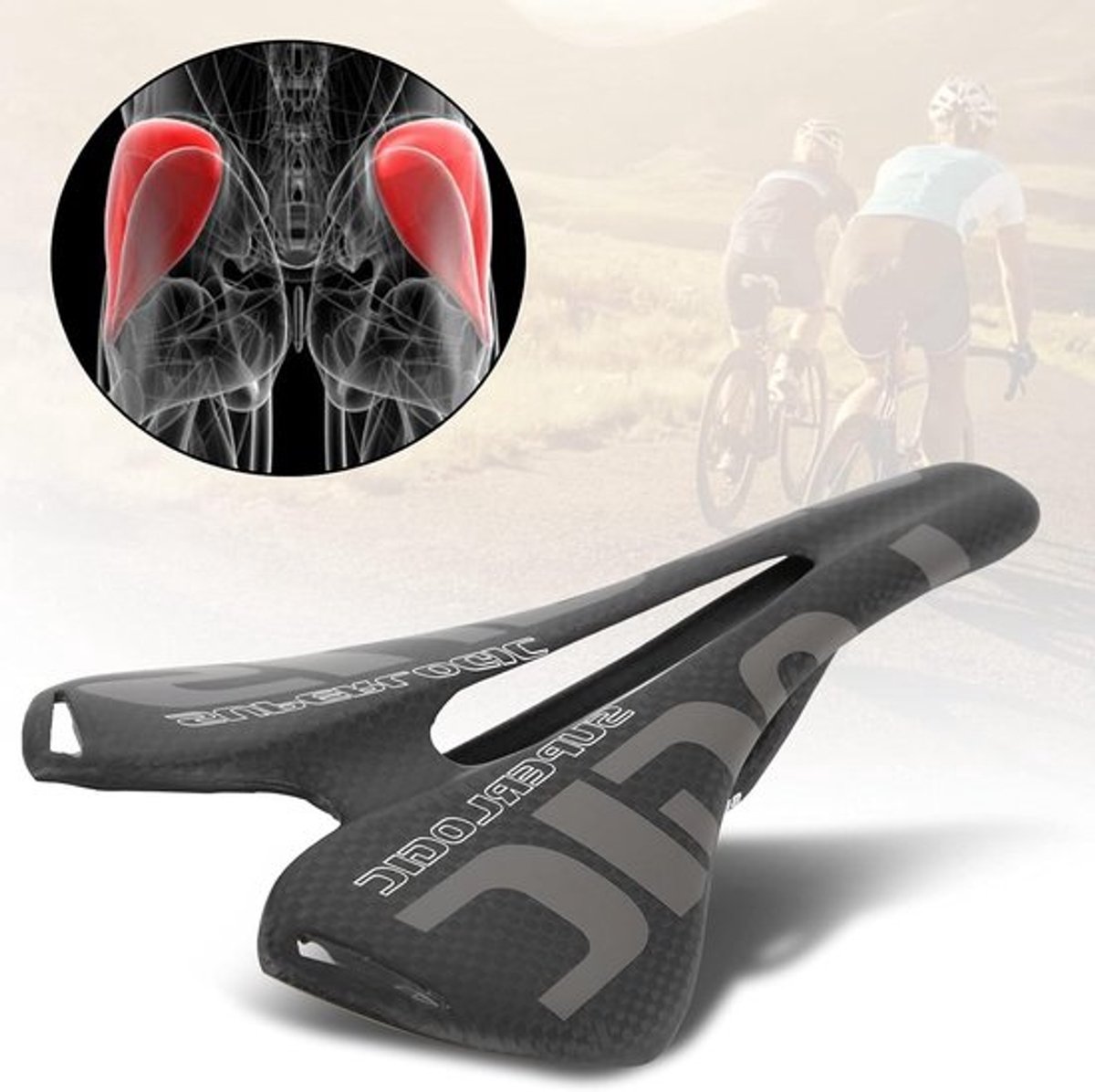 Zadelkussen voor Fietsen van Volledig Carbon, Schokabsorberend en Comfortabel voor Racefietsen en Mountainbikes