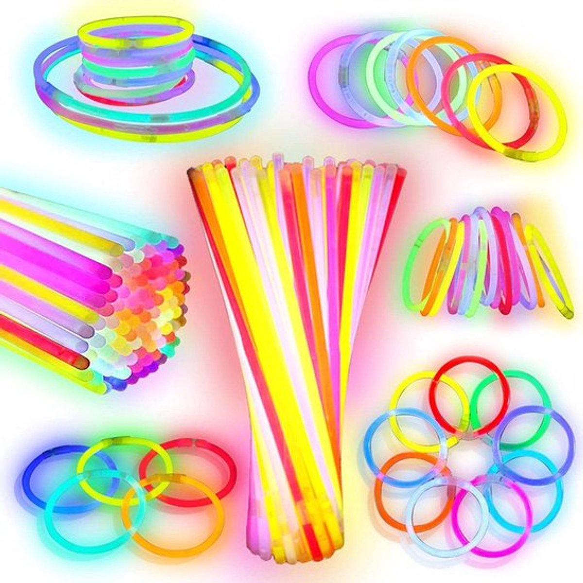 Lichtstaafjes 100 stuks glowsticks met connector voor kinderverjaardagsfeest disco en festivalfeesten