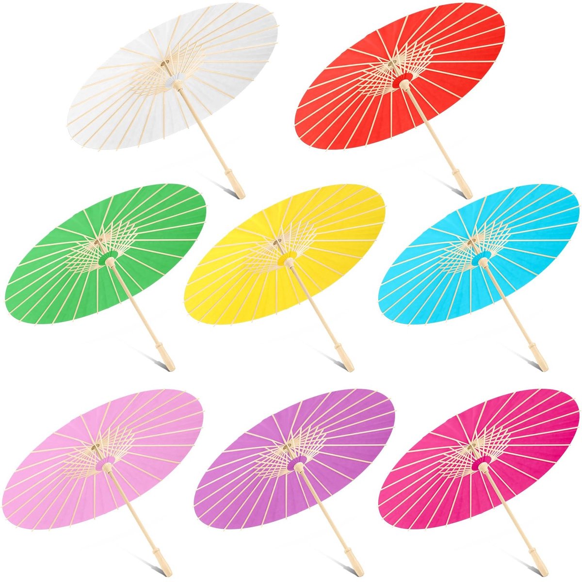 Solidchoice - Set van 8 Handgemaakte Papieren Parasolletjes voor Decoratie