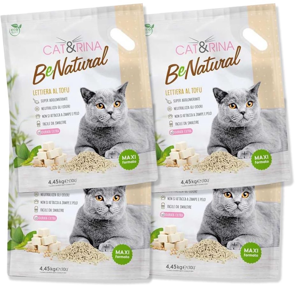 Solidchoice - BeNatural Tofu Kattenbakvulling, 10L, Set van 4
