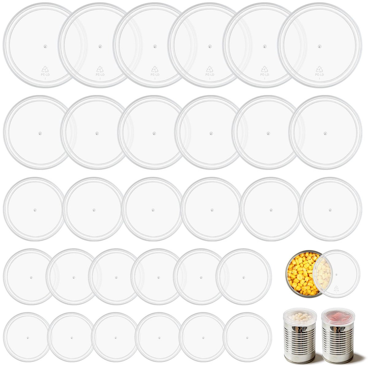 Set van 30 universele deksels voor blikken, 57/67/75/85/100 mm