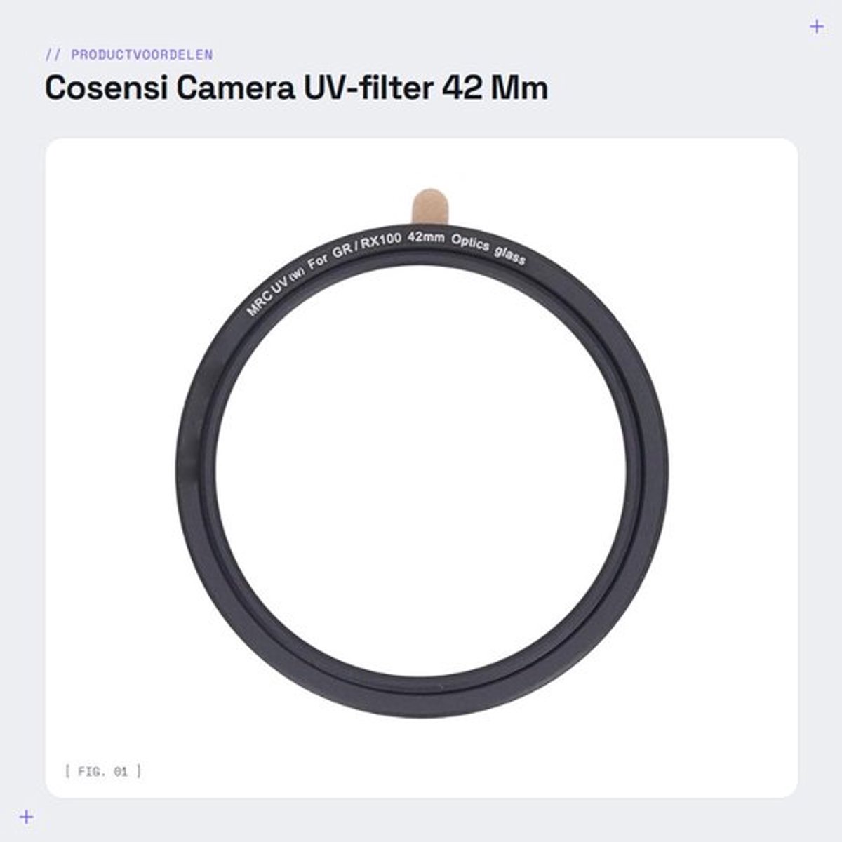 UV-filter 42 mm - Hoge Lichtdoorlatendheid - Lage Reflectiviteit - Compatibel met GR3/GR3X/GR2 - Dun en Lichtgewicht - Optisch Glas - Camerafilter